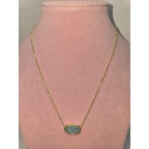 Kendra Scott Elisa Satellite Blue Drusy Pendant Necklace Gold Plated NWOT